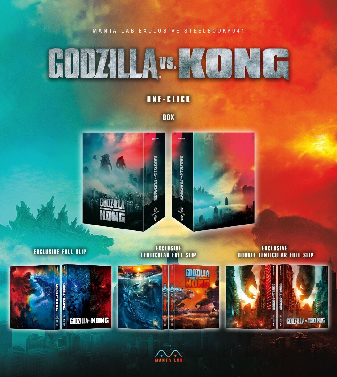Godzilla V Kong 4K Blu-ray Steelbook Manta Lab Exclusive ME#41 One Cli