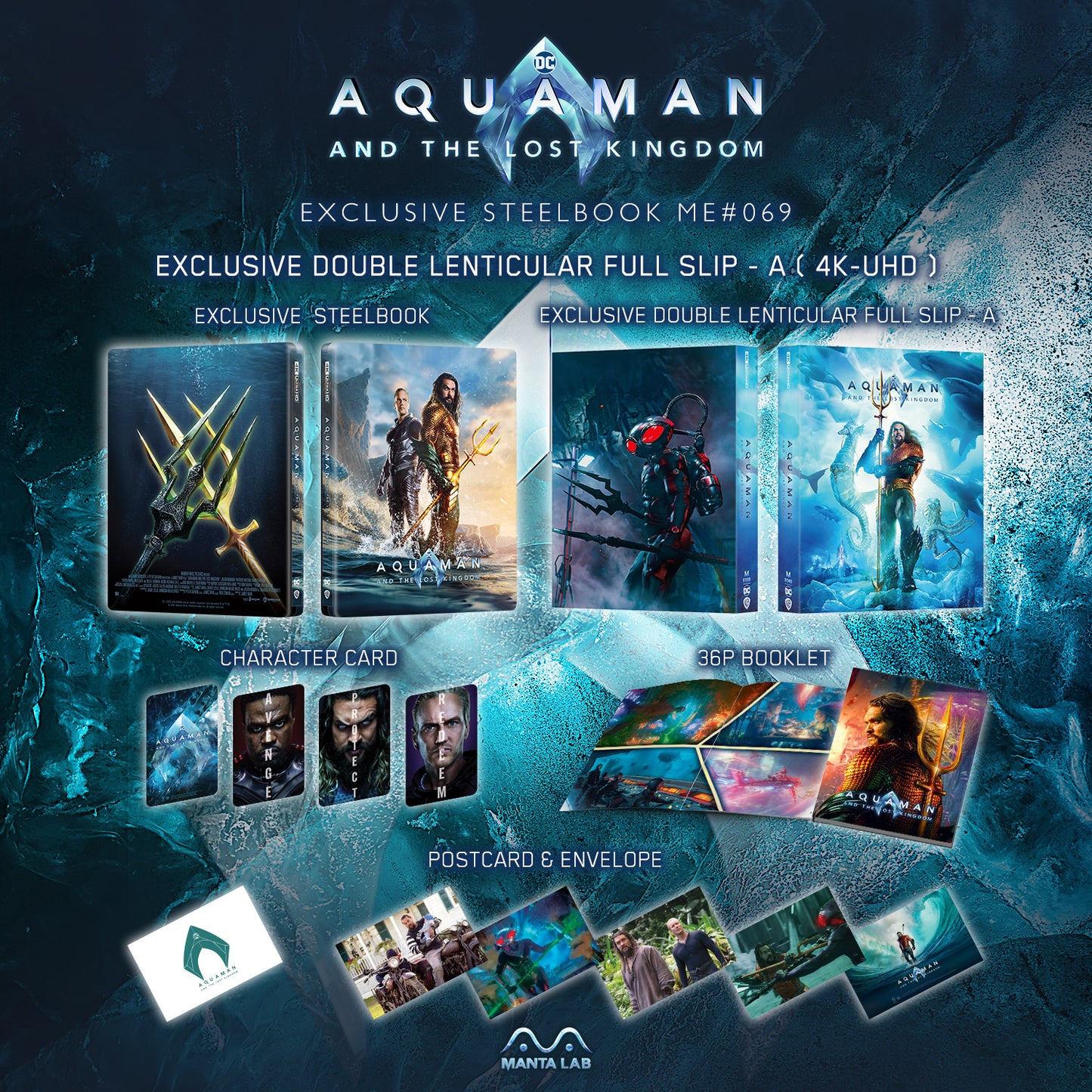 Aquaman and The Lost Kingdom 4K Blu-ray Steelbook Manta Lab Exclusive ME#69 Double Lenticular Full Slip A