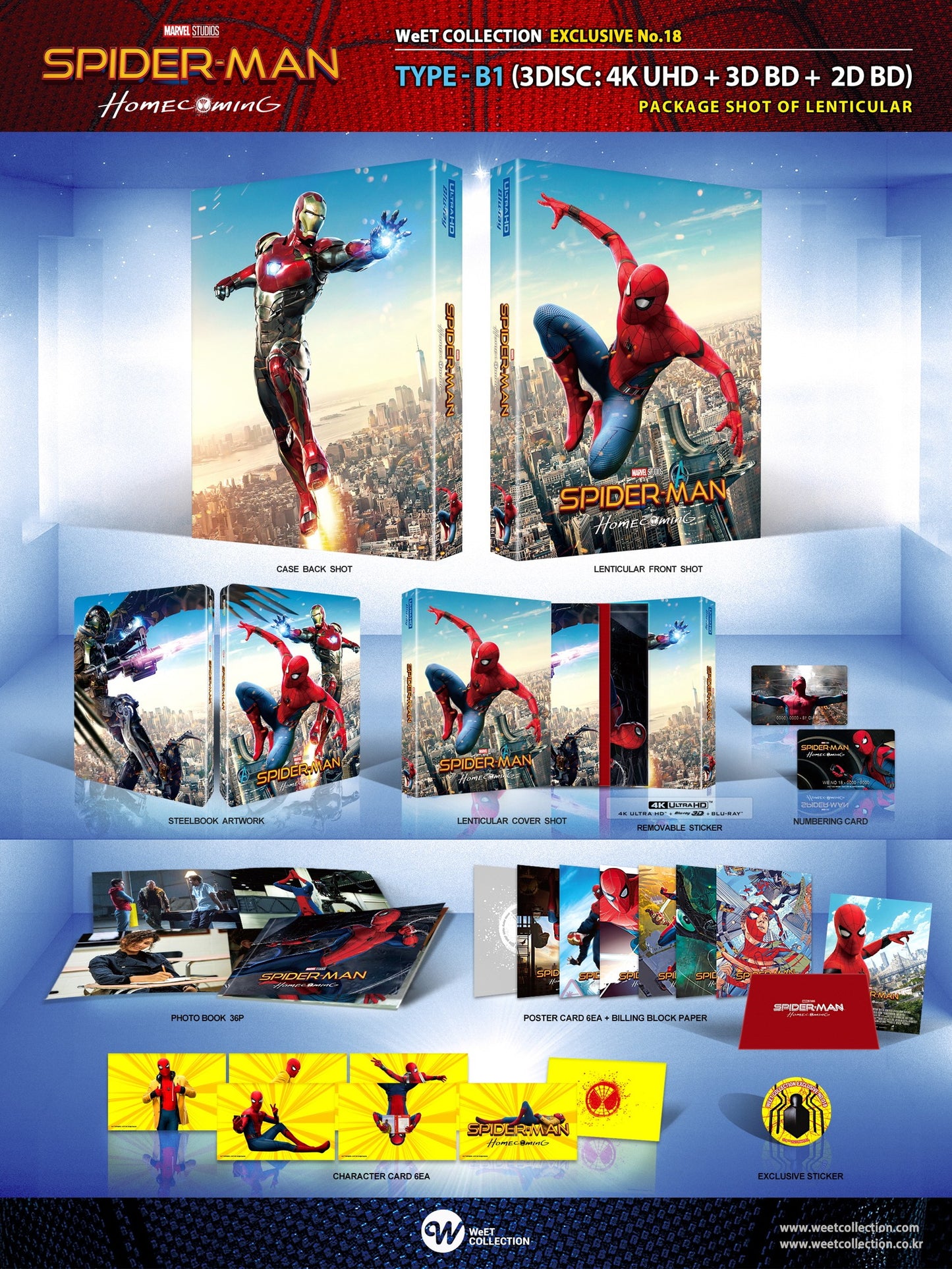 Spider-Man Homecoming 4K 3D Blu-ray Steelbook WeET Collection Exclusive #18 HDN GB Pre-Order One Click Box Set