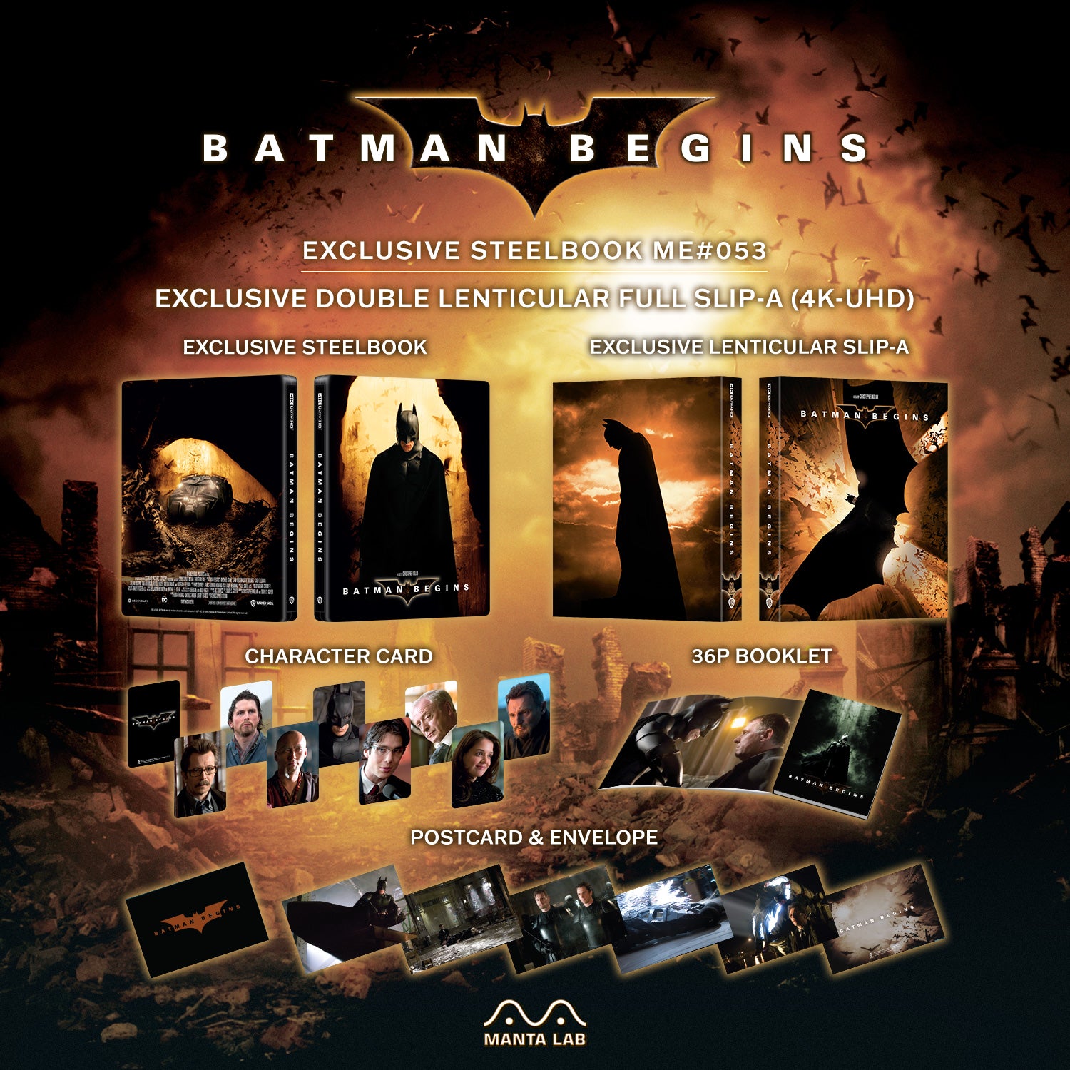 Batman Begins Blufans Full Slip Blu-ray top Steelbook New Sealed