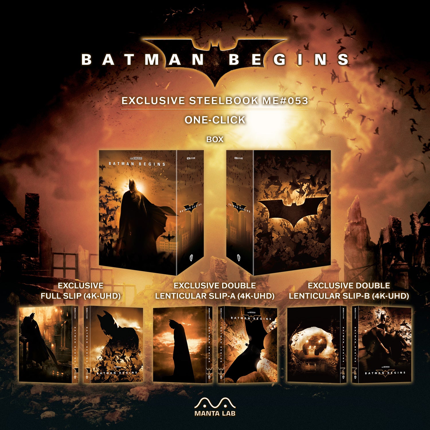 Batman Begins 4K Blu-ray Steelbook Manta Lab Exclusive ME#53 One Click