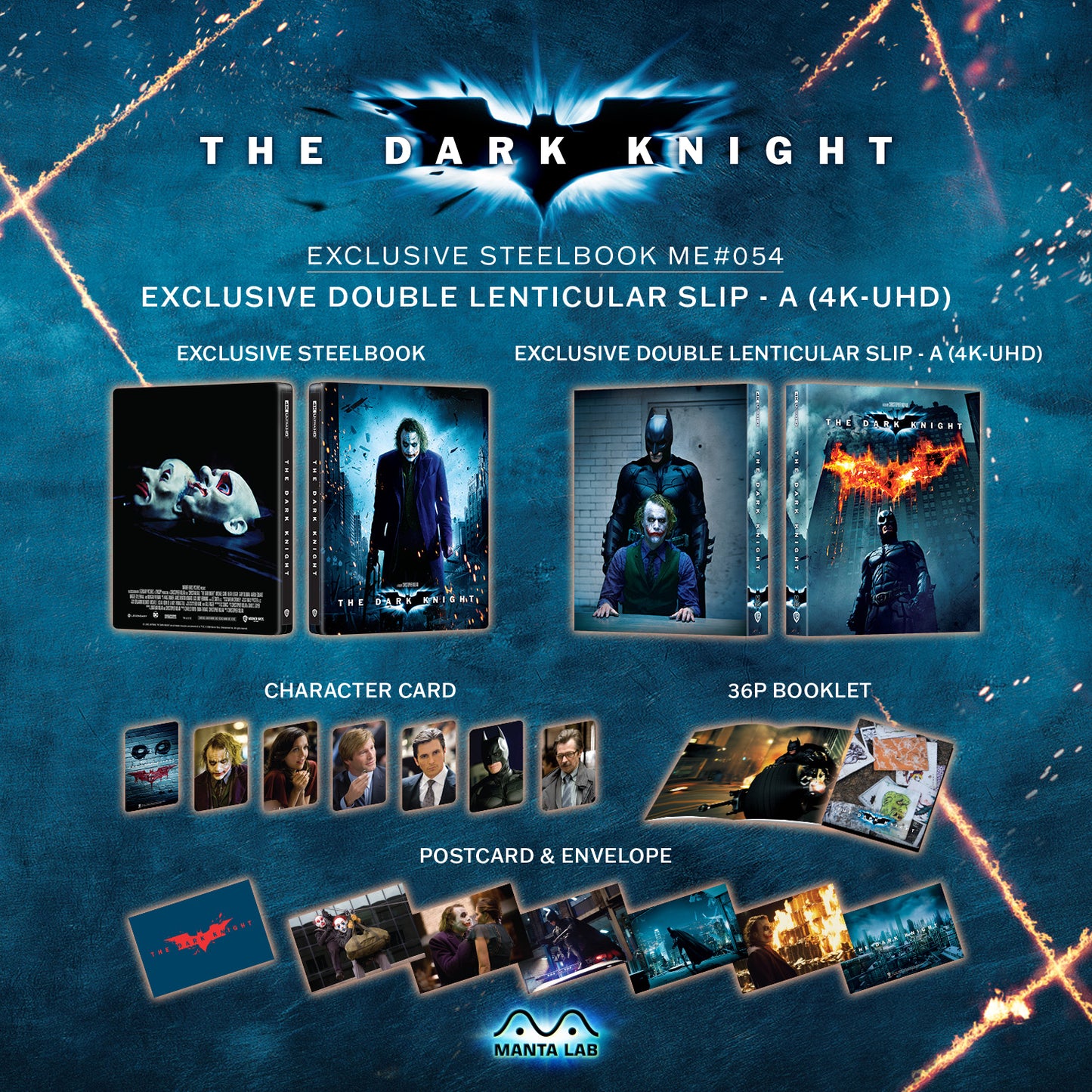 The Dark Knight 4K Blu-ray Steelbook Manta Lab Exclusive ME#54 Double Lenticular Full Slip A - PREORDER