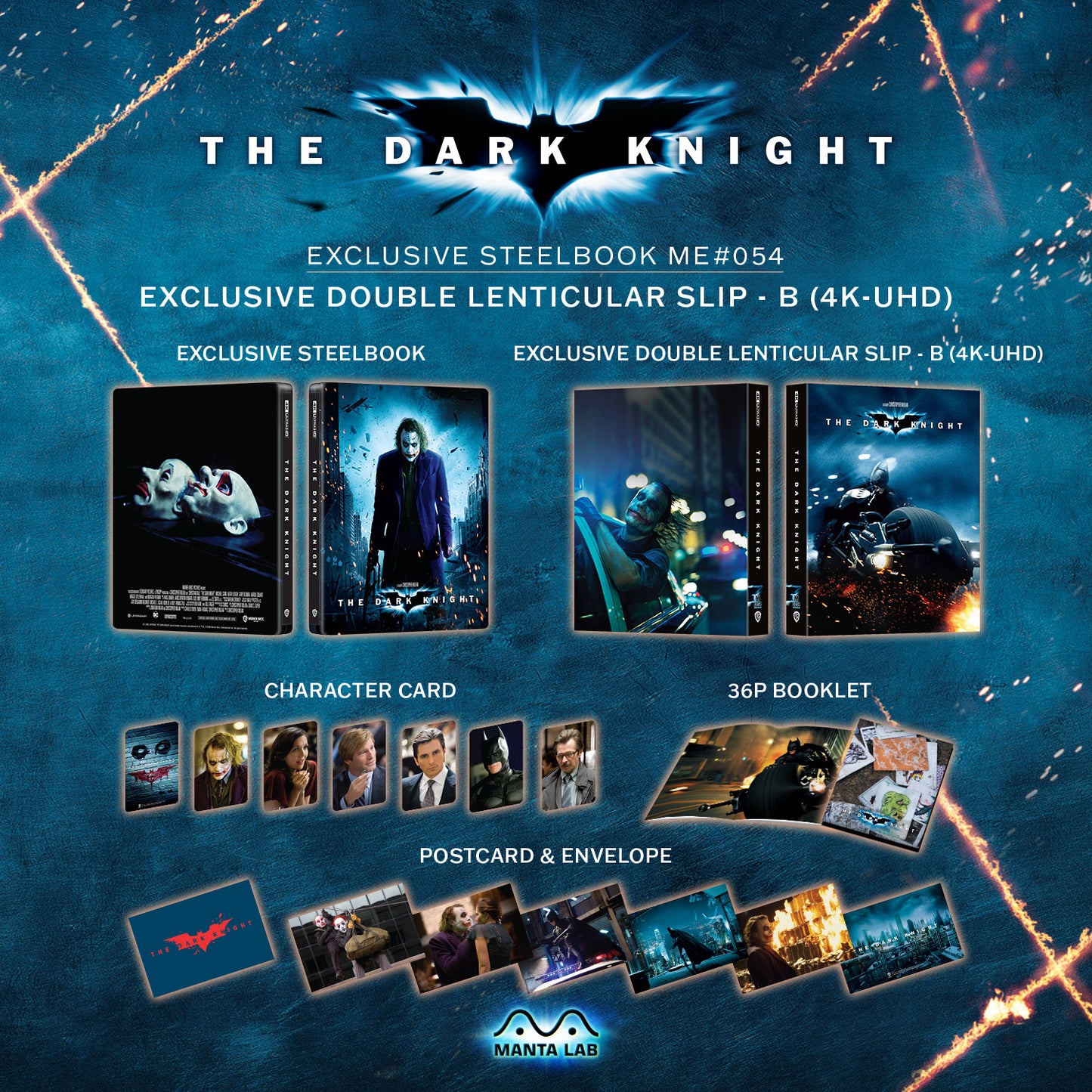 The Dark Knight 4K Blu-ray Steelbook Manta Lab Exclusive ME#54 Double Lenticular Full Slip B - PREORDER