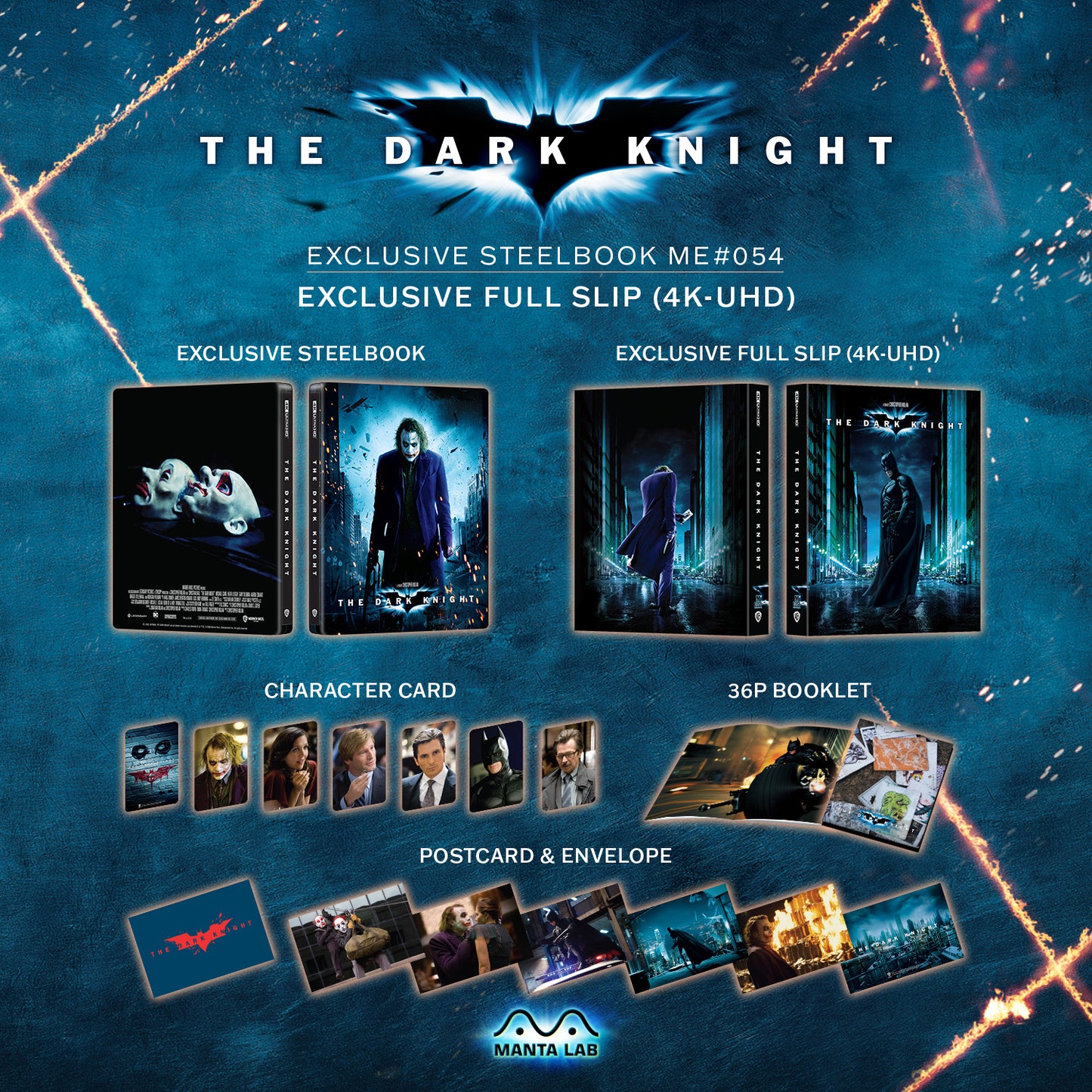 The Dark Knight 4K Blu-ray Steelbook Manta Lab Exclusive ME#54 Full Slip - PREORDER