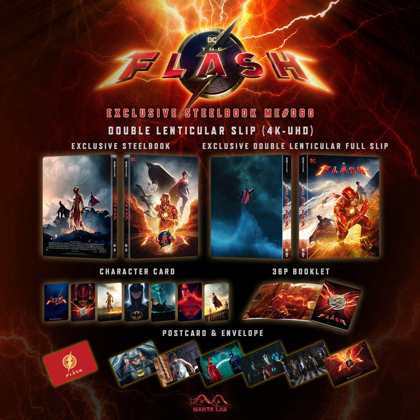 The Flash 4K Blu-ray Steelbook Manta Lab Exclusive ME#60 HDN GB Pre-Order Double Lenticular Slip