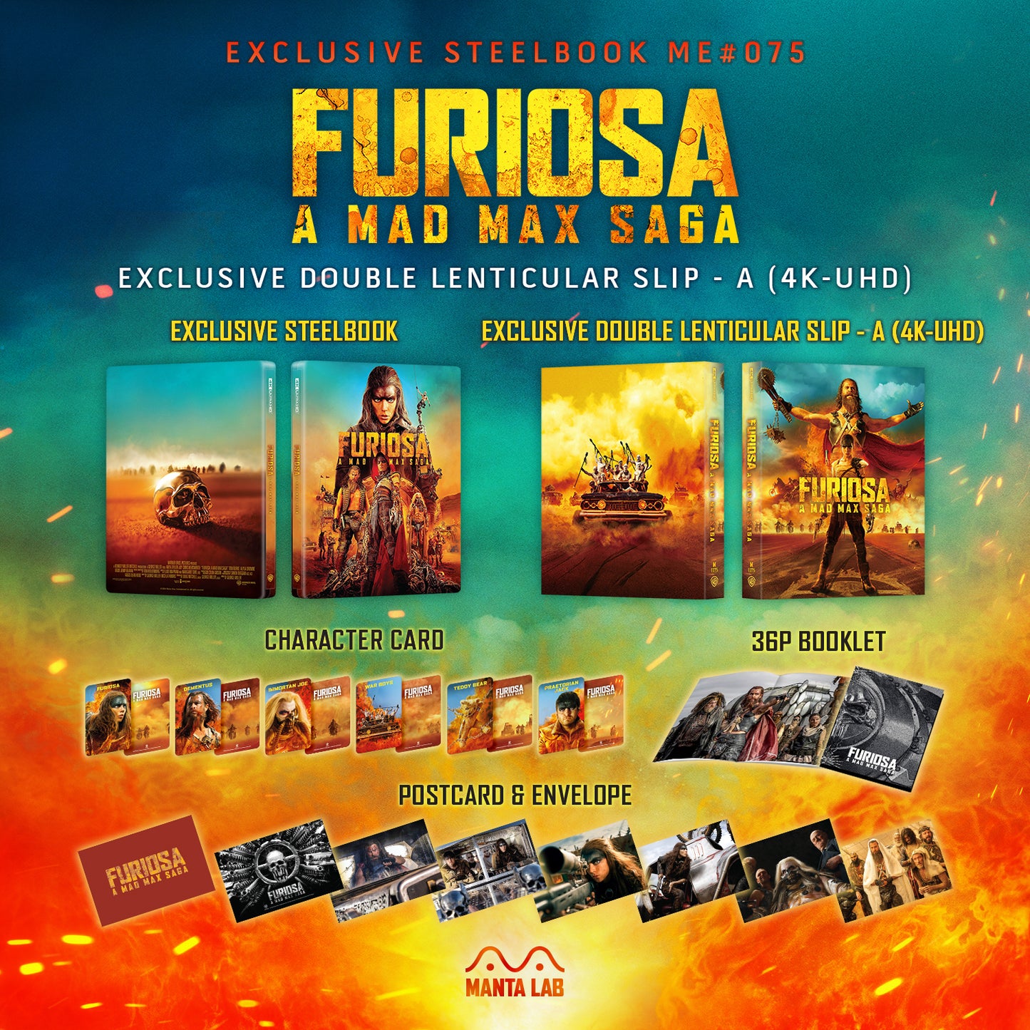 Furiosa: A Mad Max Saga (Standard & Chrome) 4K UHD Steelbook Manta Lab Exclusive ME#75 Double Lenticular Full Slip A - PREORDER