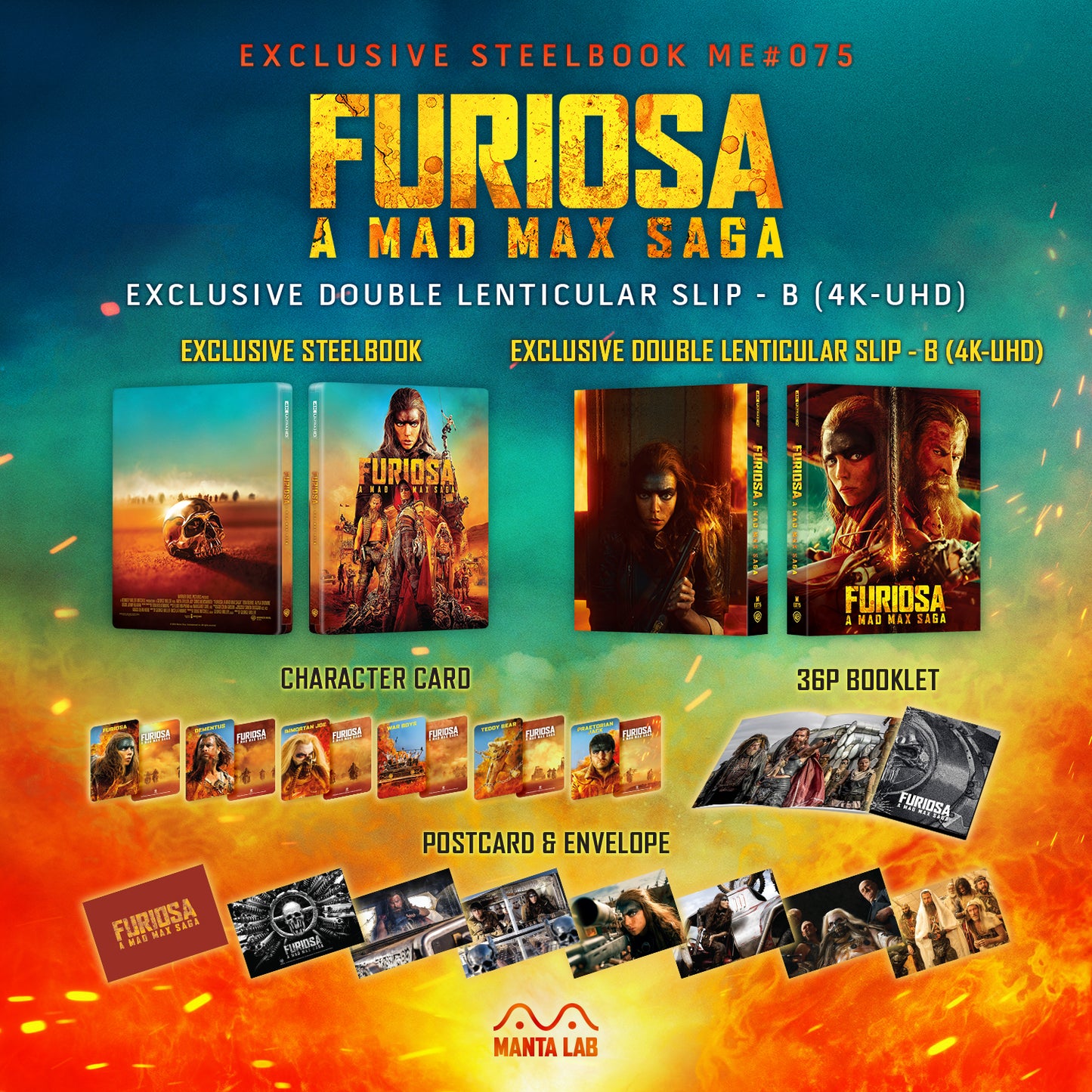 Furiosa: A Mad Max Saga (Standard & Chrome) 4K UHD Steelbook Manta Lab Exclusive ME#75 Double Lenticular Full Slip B - PREORDER