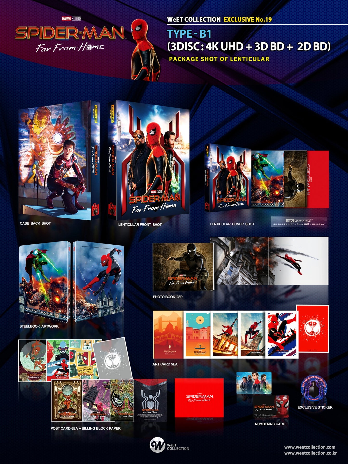 Spider-Man : Far From Home 4K+2D+3D Steelbook WeET Collection Exclusive #19 Lenticular Full Slip B1 - PREORDER