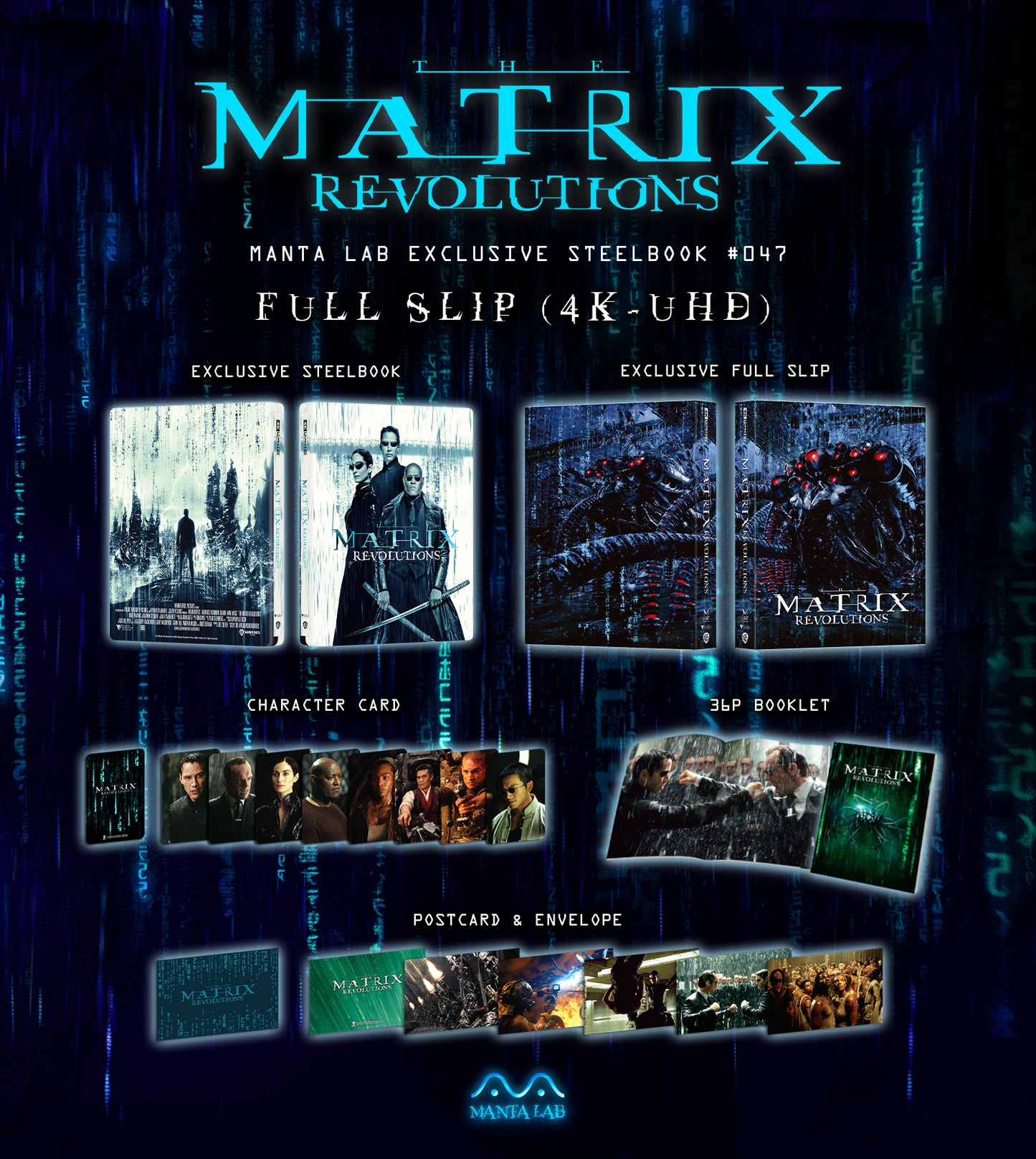 The Matrix Revolutions 4K Blu-ray Steelbook Manta Lab Exclusive ME#47 HDN GB Pre-Order Double Full Slip