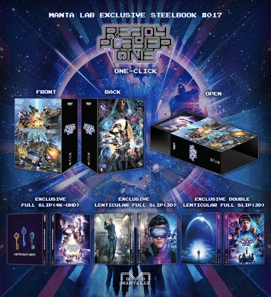 Ready Player One  4K 3D 2D Blu-ray Steelbook Manta Lab Exclusive ME#17 One Click Box Set *LOW NUMBER #007*