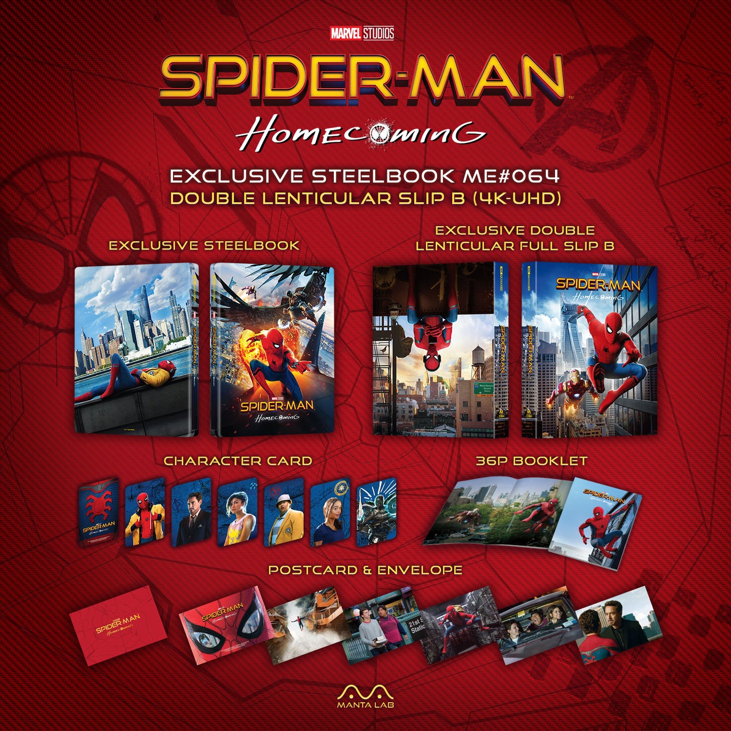 Spider-Man: Homecoming 4K Blu-ray Steelbook Manta Lab Exclusive ME#64 One Click Box Set