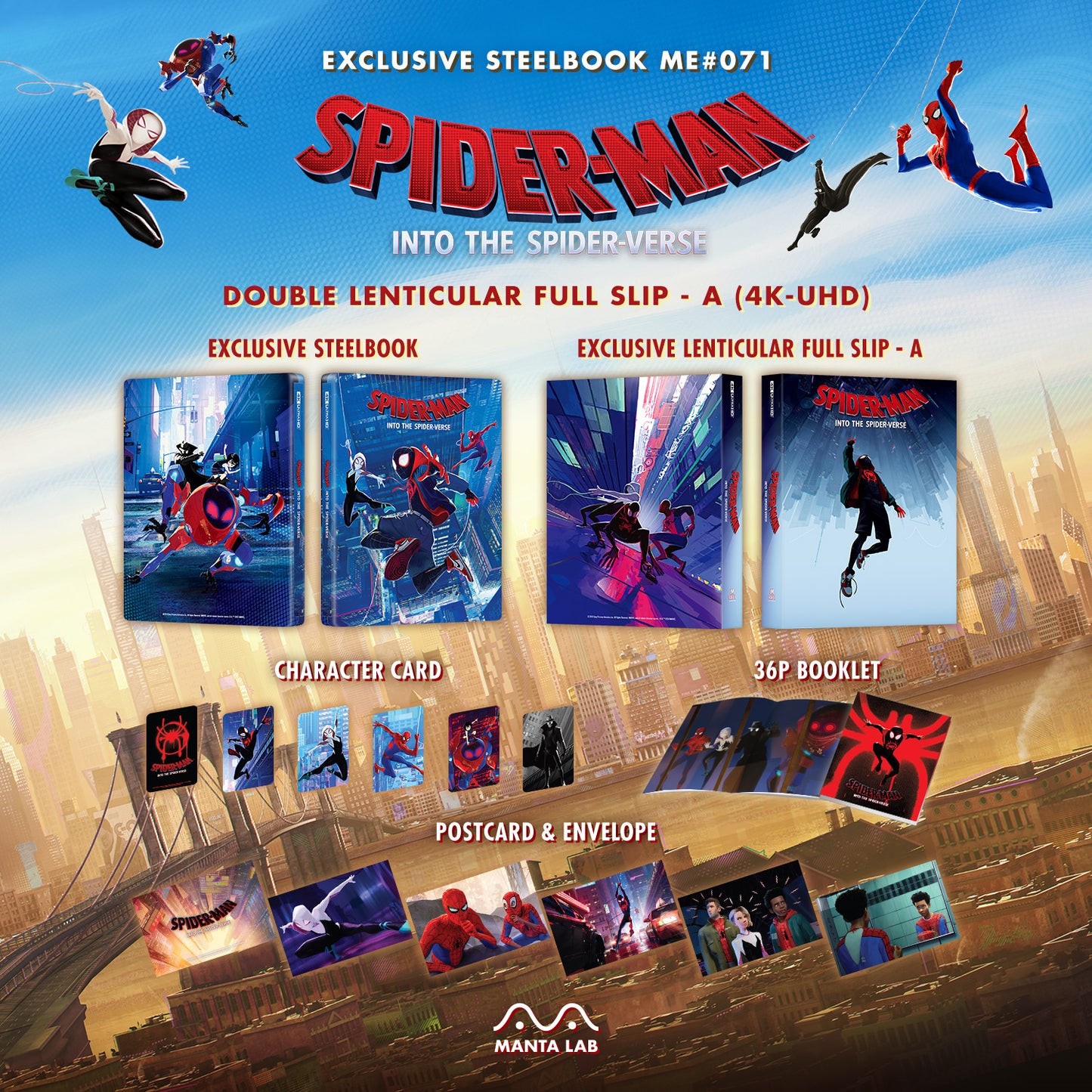 Spider-man: Into the Spider-Verse 4K Blu-ray Steelbook Manta Lab Exclusive ME#71 Double Lenticular Full Slip A - PREORDER