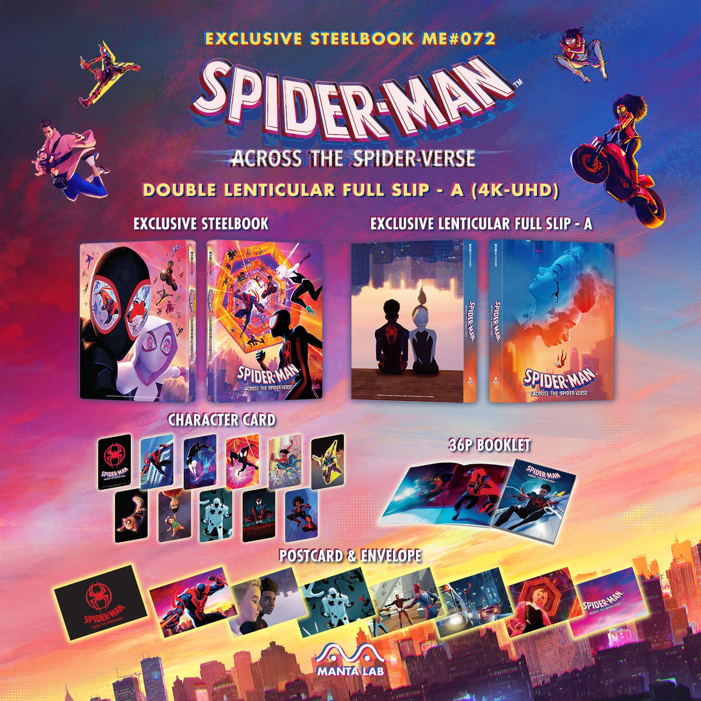 Spider-man: Across the Spider-Verse 4K Blu-ray Steelbook Manta Lab Exclusive ME#72 Double Lenticular Full Slip A - PREORDER