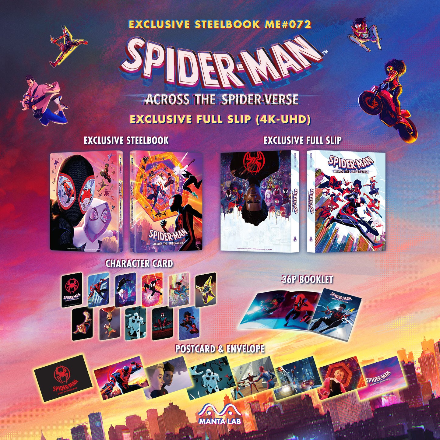 Spider-man: Across the Spider-Verse 4K Blu-ray Steelbook Manta Lab Exclusive ME#72 Full Slip - PREORDER