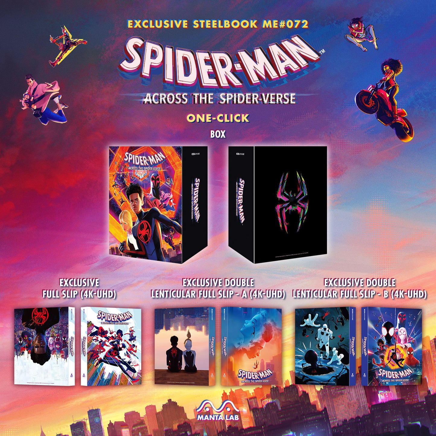 Spider-man: Across the Spider-Verse 4K Blu-ray Steelbook Manta Lab Exclusive ME#72 One Click Box Set - PREORDER