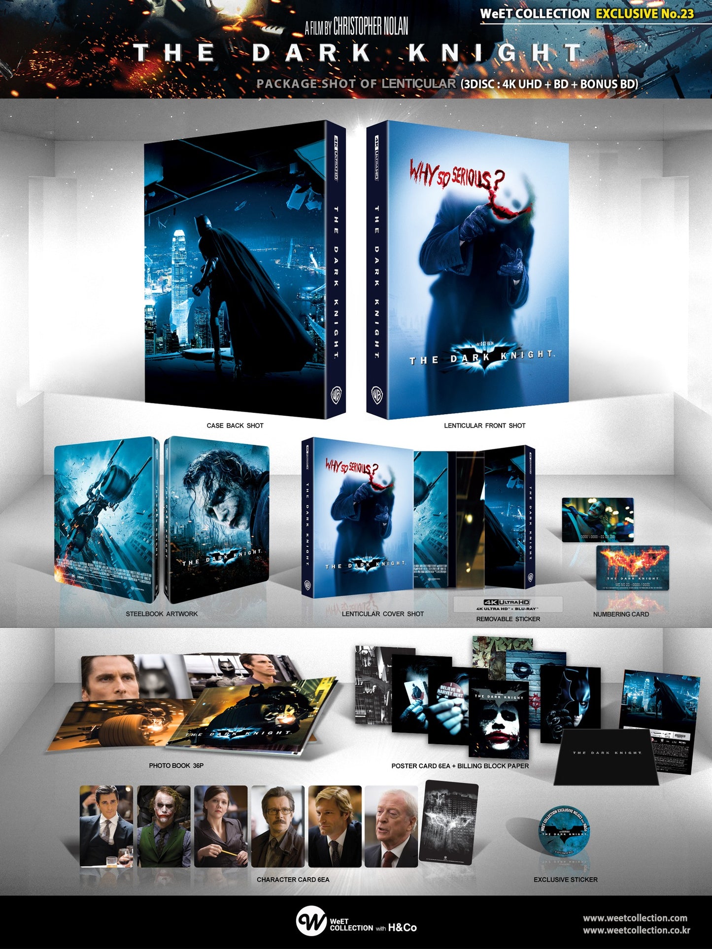 The Dark Knight Trilogy 4K+2D Blu-ray Steelbook WeET Collection Exclusive #22,23,24 Lenticular Slip Set - PREORDER