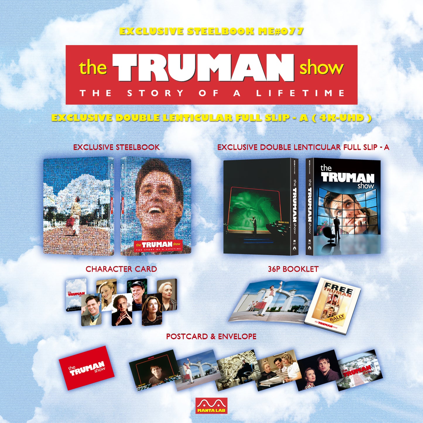 The Truman Show 4K Blu-ray Steelbook Manta Lab Exclusive ME#77 Double Lenticular Full Slip A - PREORDER