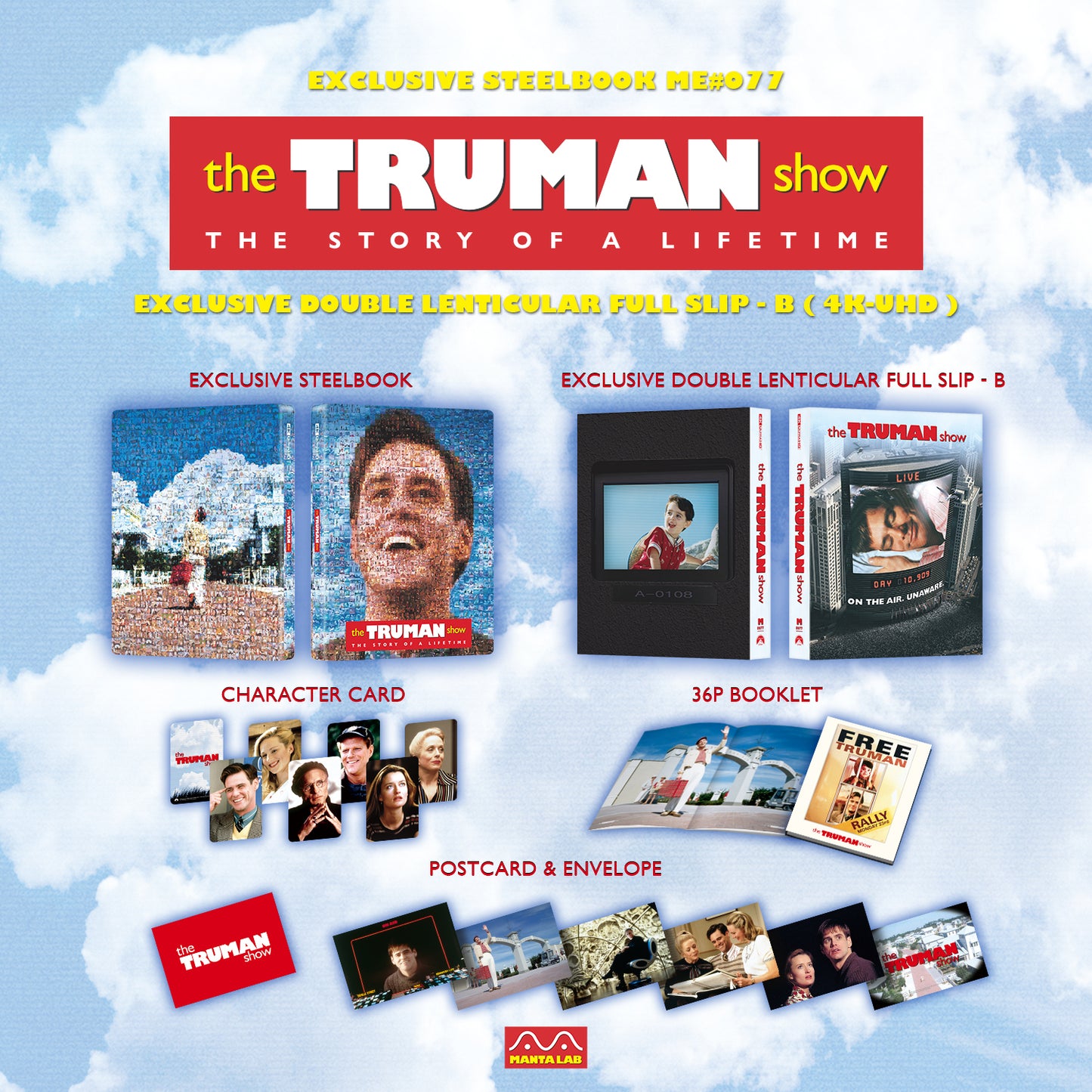 The Truman Show 4K Blu-ray Steelbook Manta Lab Exclusive ME#77 Double Lenticular Full Slip B - PREORDER