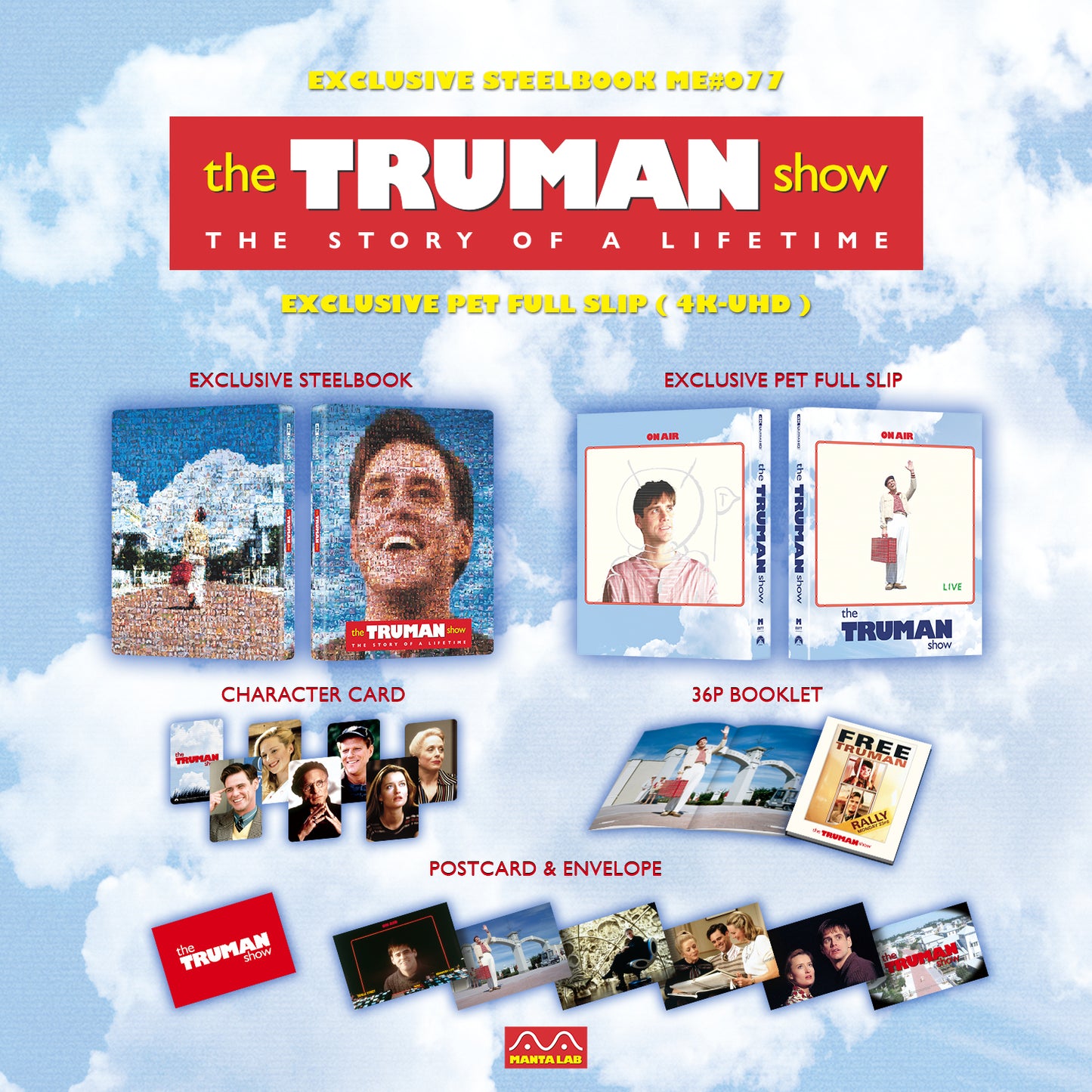 The Truman Show 4K Blu-ray Steelbook Manta Lab Exclusive ME#77 Full Slip (PET) - PREORDER