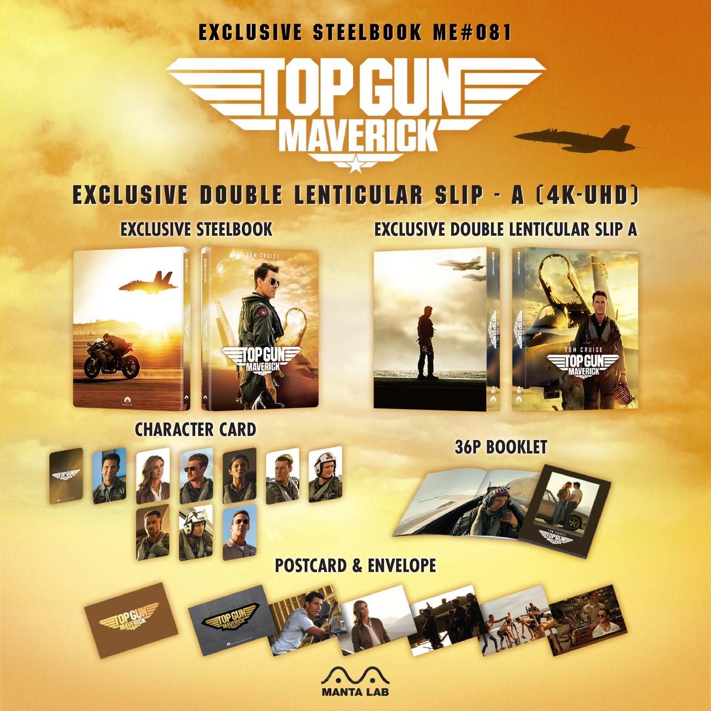 Top Gun: Maverick 4K Blu-ray Steelbook Manta Lab Exclusive ME#81 Double Lenticular Full Slip A - PREORDER