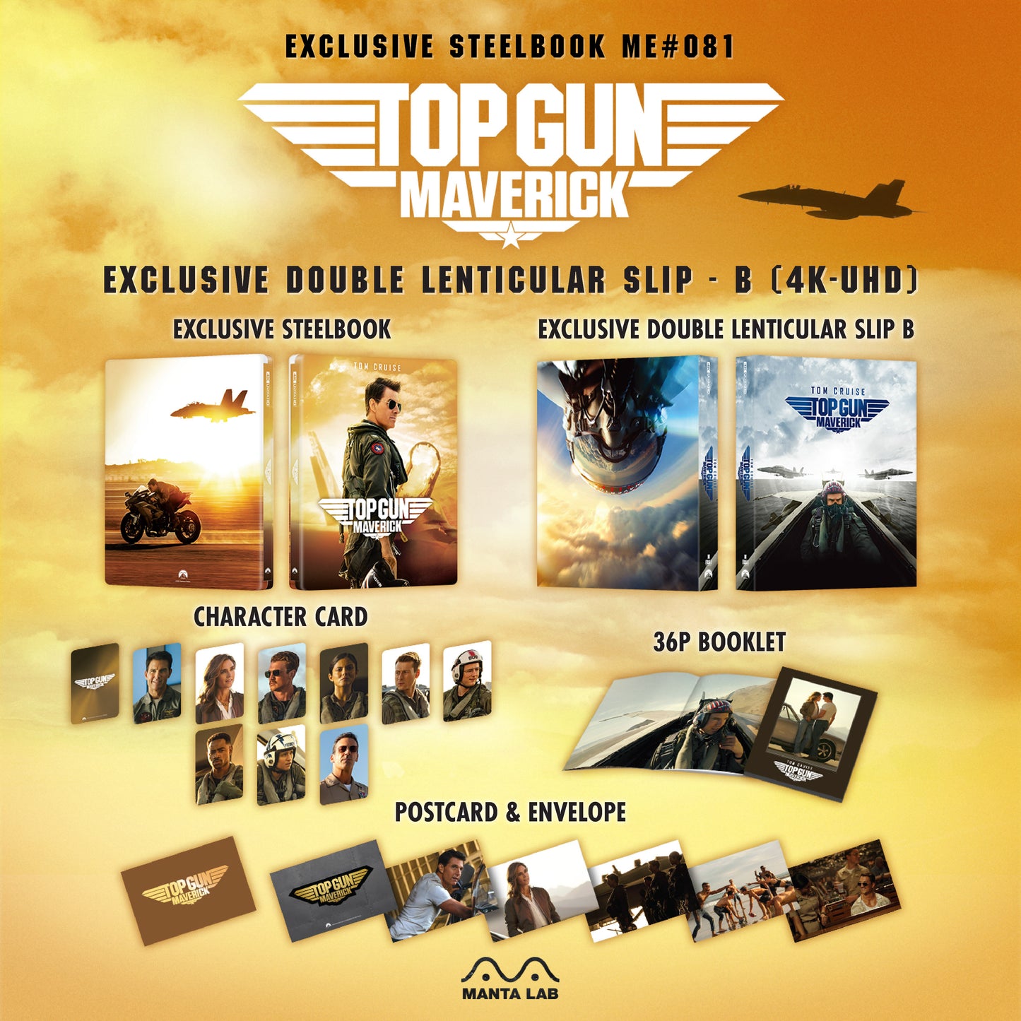 Top Gun: Maverick 4K Blu-ray Steelbook Manta Lab Exclusive ME#81 Double Lenticular Full Slip B - PREORDER