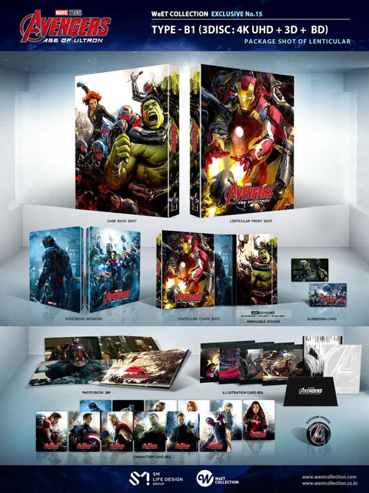 Avengers: Age of Ultron 4K+2D+3D Blu-ray SteelBook WeET Collection Exclusive #15 Lenticular Full Slip B1