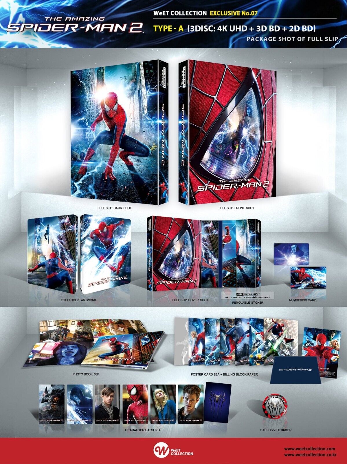 The Amazing Spider-Man 1+2 4K+2D Blu-ray Steelbook LE WeET Collcection  Exclusive #6 & #7 One Click Box Set