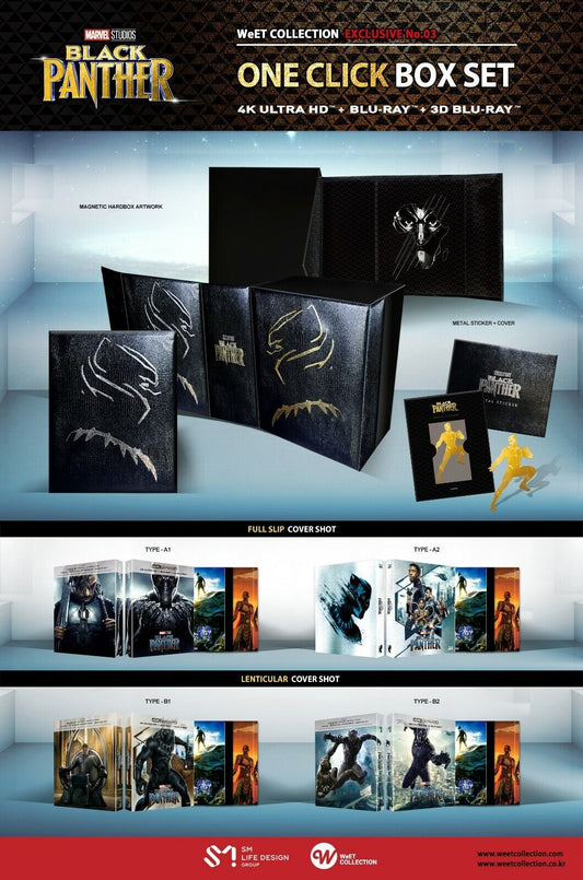 Black Panther 4K+2D+3D Blu-ray SteelBook WeET Collection Exclusive #3 One Click Box Set *LOW NUMBER*