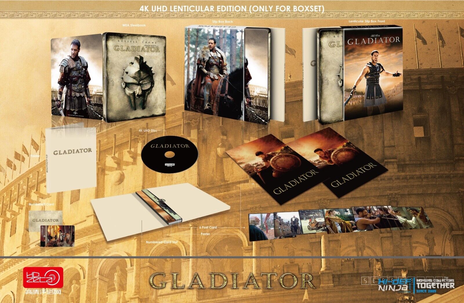 Gladiator 4K Blu-ray Steelbook HDzeta Exclusive Gold Label One Click B