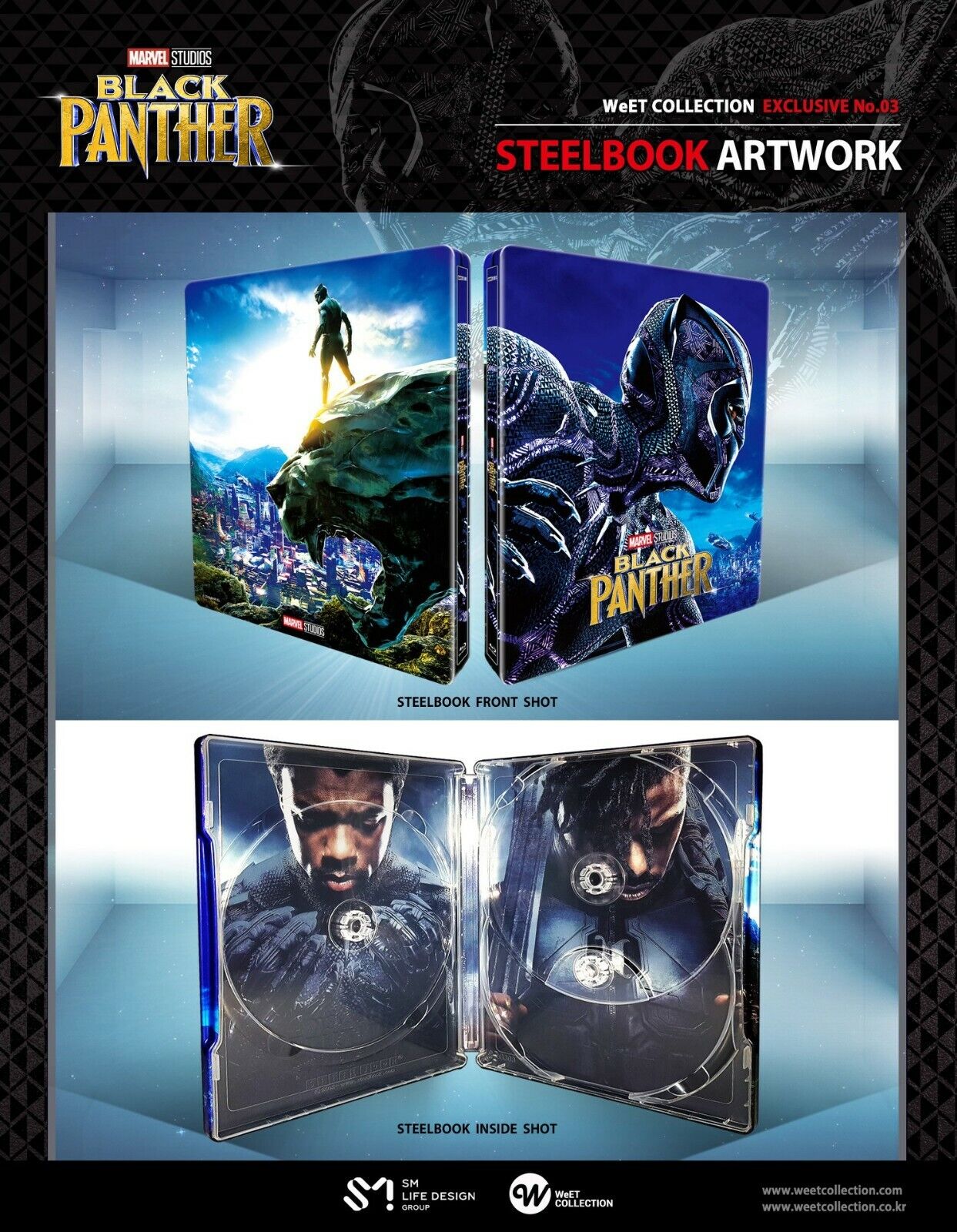 Black Panther 4K+2D+3D Blu-ray SteelBook WeET Collection Exclusive #3 One  Click Box Set